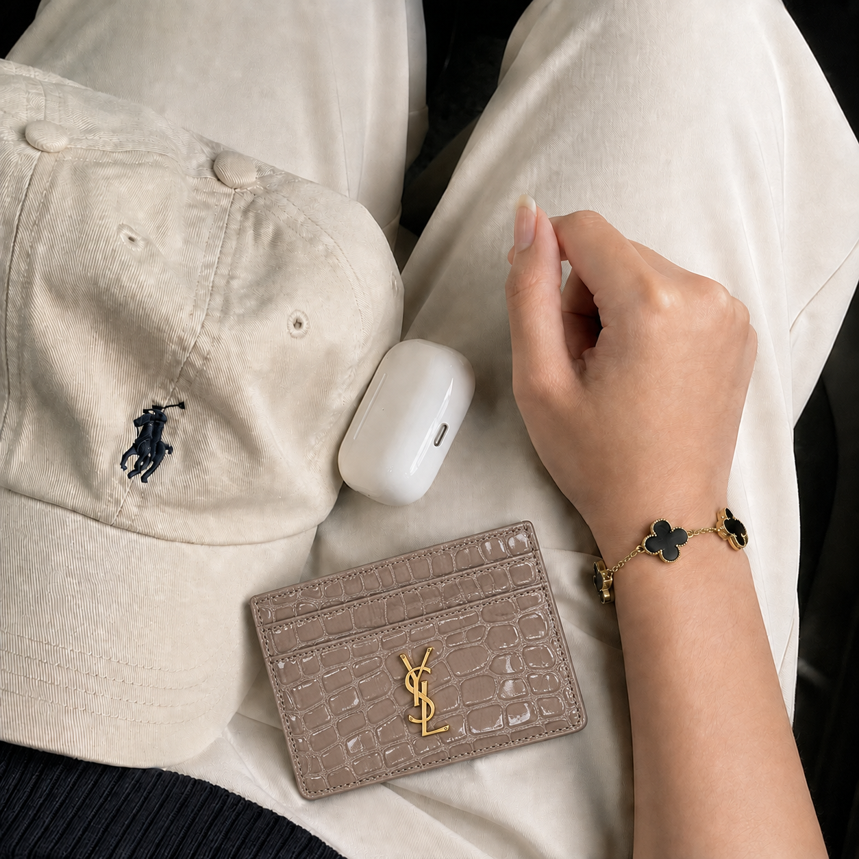 Card-Holder YSL Beige/Pink